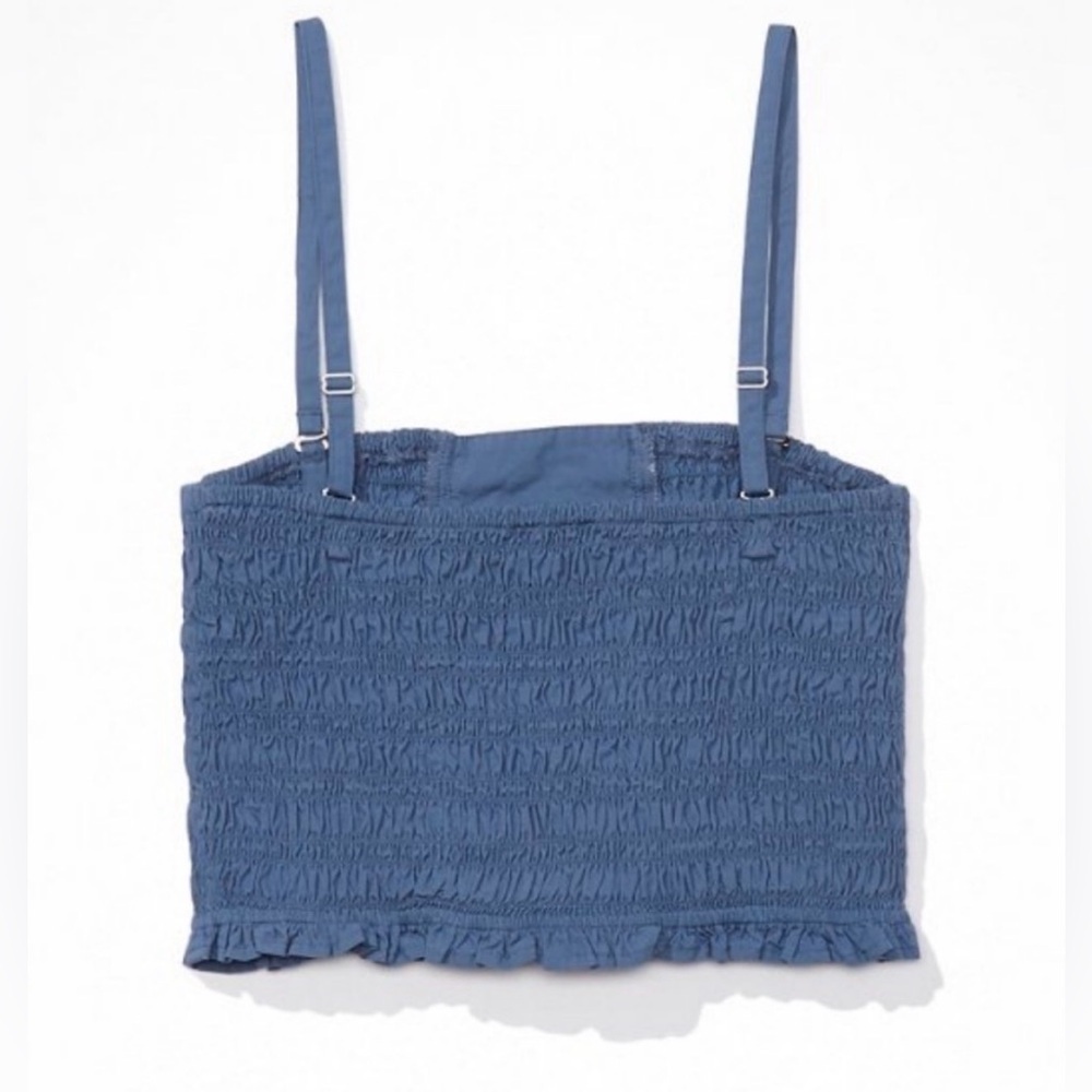 *NWT* American Eagle Blue Smocked Corset Sleeveless Crop Tube Top, Size Medium - Picture 5 of 12